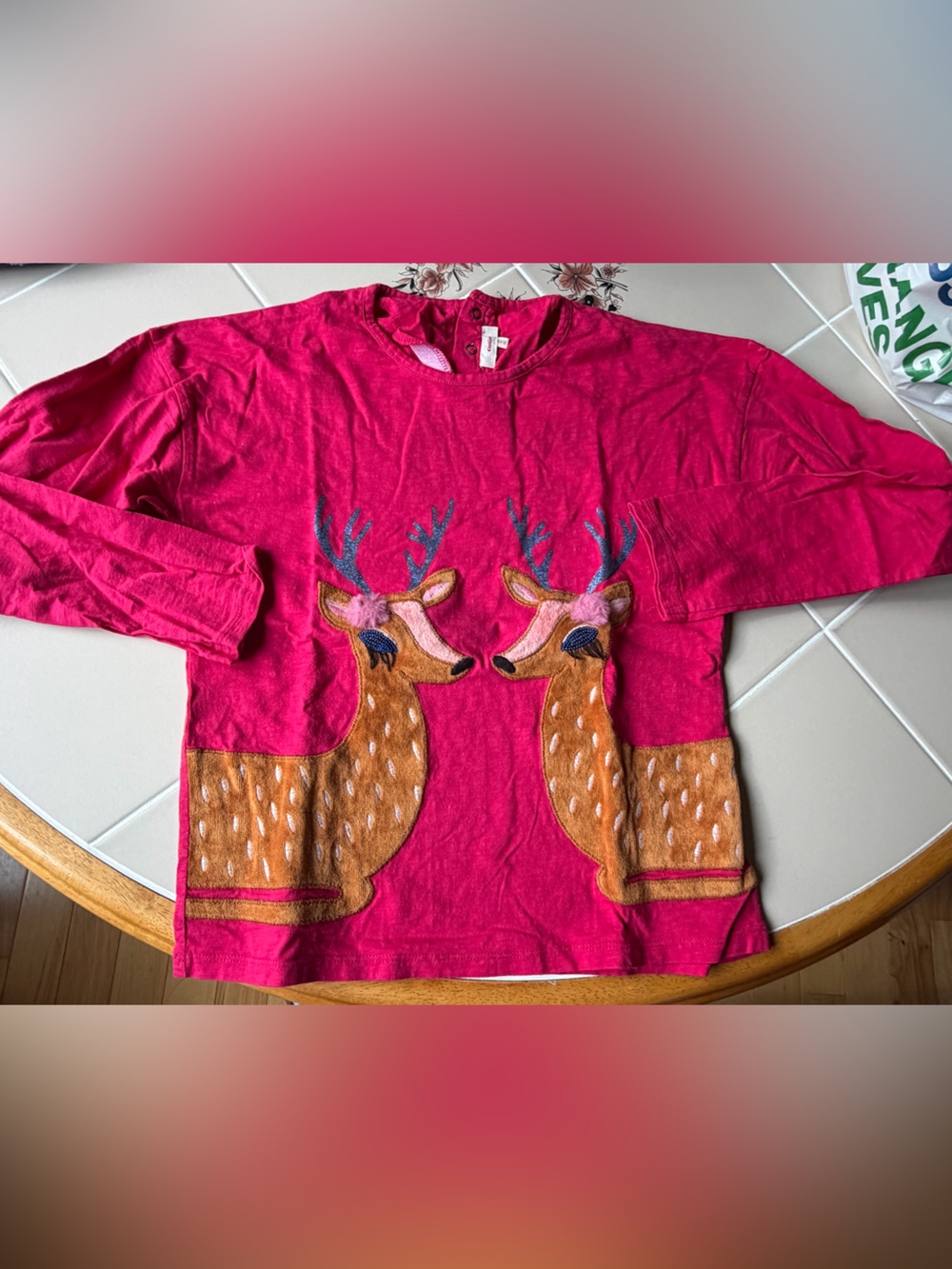 Catimini Pink Girls' Reindeer Graphic Long Sleeve Top